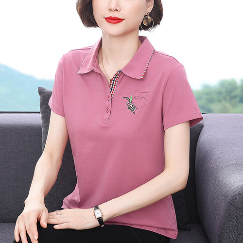 不起球不褪色妈妈纯棉短袖上衣女