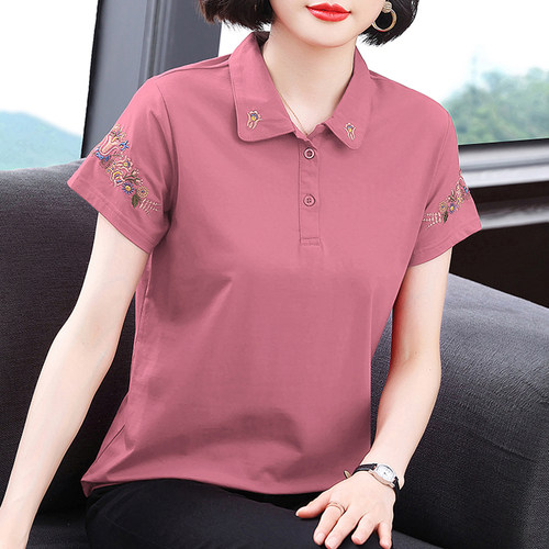 不起球不褪色妈妈夏装短袖上衣