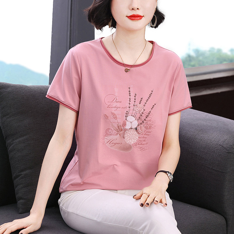不起球不褪色妈妈短袖上衣女图片
