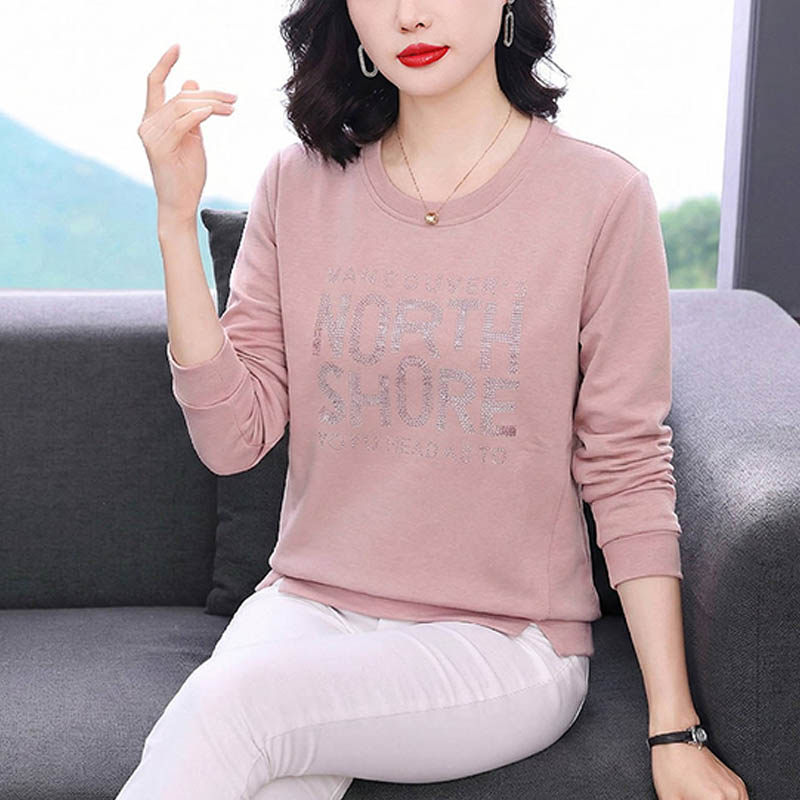 妈妈圆领卫衣女秋冬装2026新款中老年宽松洋气减龄长袖上衣服外穿