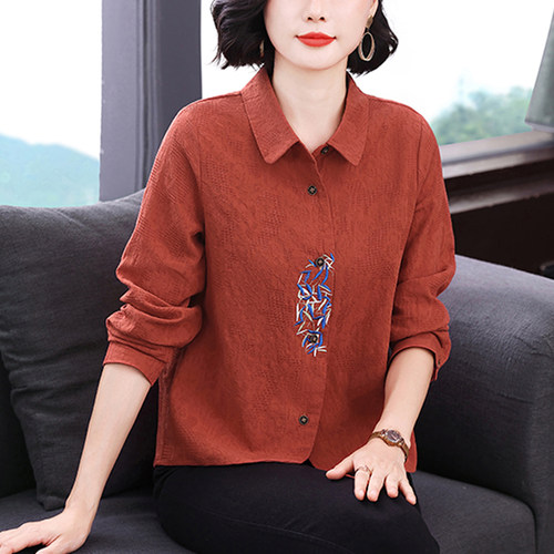 不起球不褪色妈妈长袖T恤上衣女