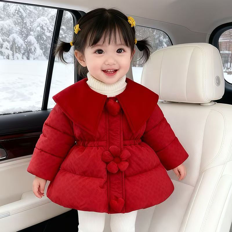 2026女童新款喜庆棉服外套女宝宝儿童加厚保暖棉袄小童冬装中长款