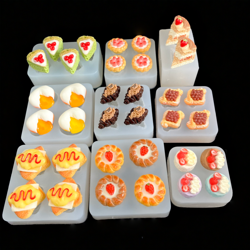 小鼻噶食玩迷你食物牛角包草莓鸡蛋蛋糕捏捏乐食品级硅胶模具