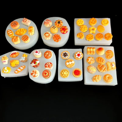 食玩小逼噶迷你汉堡热狗小熊饼干糕点翻糖粘土滴胶捏捏乐硅胶模具