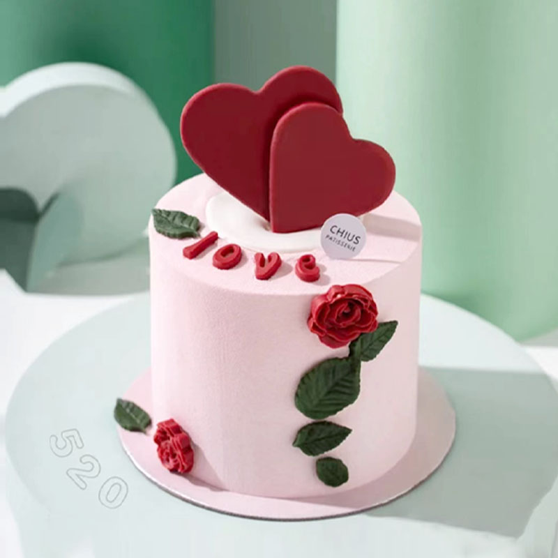 七夕情人节蛋糕浪漫仙气玫瑰花翻糖女神字母叶子爱心love装饰心形
