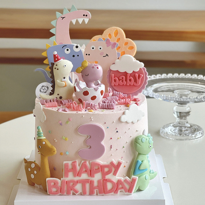 蛋壳恐龙主题蛋糕装饰摆件