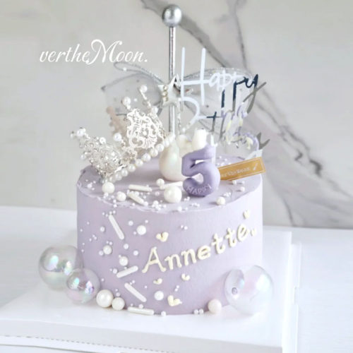 甜美公主风紫色系小仙女公主风蛋糕灰色蝴蝶结皇冠透明球周岁装饰 - 封面