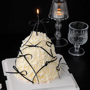 网红ins风简约蛋糕装饰曲线蜡烛插件女神生日派对丝带蝴蝶结装扮