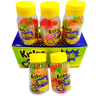kiskis酷滋果然酸糖果软糖混合水果味*68g瓶装休闲解馋小吃零食品