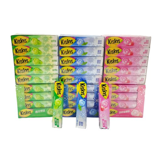 kiskis酷滋薄荷糖冰凉硬糖青苹果荔枝蜜桃味34g*条装休闲糖果食品