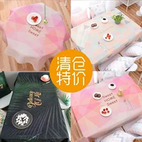 Khăn trải bàn dài màu hồng cotton và vải lanh nhỏ tươi Bắc Âu phong cách hình học mat mat khăn trải bàn tròn khăn trải bàn in khăn trải bàn - Khăn trải bàn khăn trải bàn vintage