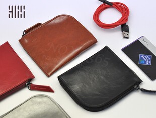 多功能拉链线缆收纳袋疯马纹带夹层耳机包充电线包小卡包小充电头