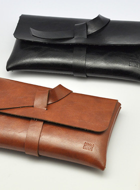 原创多功能疯马革文具袋整理袋线缆钢笔套笔袋多只装笔套文具盒