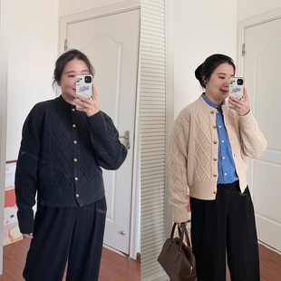 DecemberRush 外套 秋冬复古绞花重工厚实金属扣羊毛针织开衫