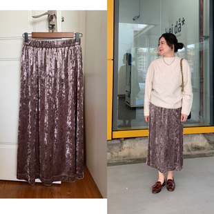 Decemberrush 谁能拒绝blingbing？钻光丝绒全松紧腰半身裙中长裙