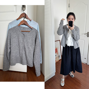 Decemberrush秋冬两穿式 柔软羊毛混纺圆领针织开衫