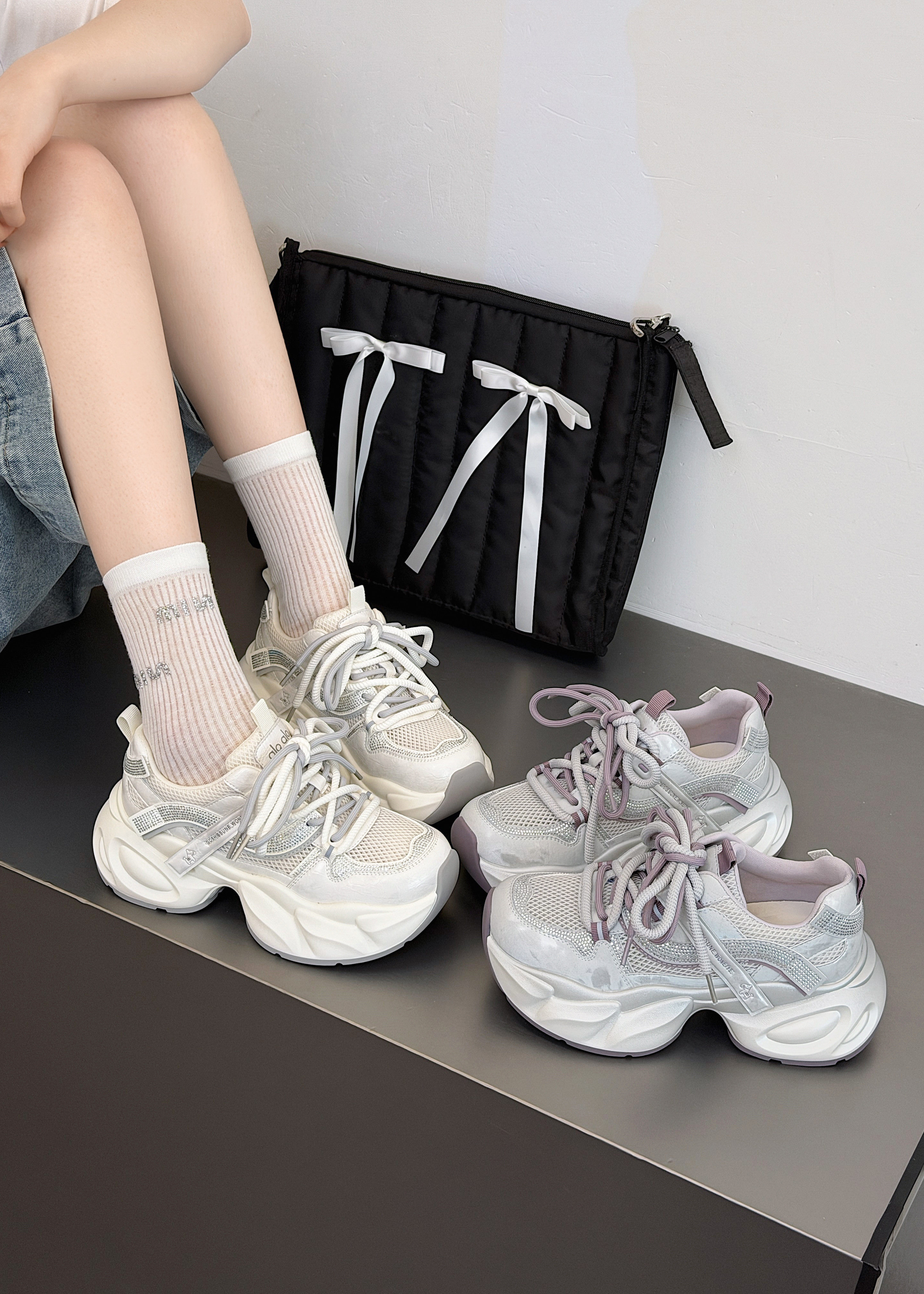 厚底老爹鞋女2026年春夏季新款网面透气休闲鞋软底增高百搭运动鞋