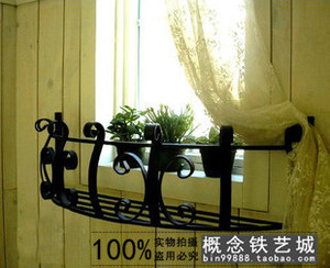 户外铁艺墙壁花架欧式阳台花盆架壁挂悬挂田园窗台置物弧形植物架