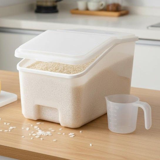 厨房家用米桶带轮10kg塑料储米箱20斤密封米缸防虫防潮加厚收纳桶