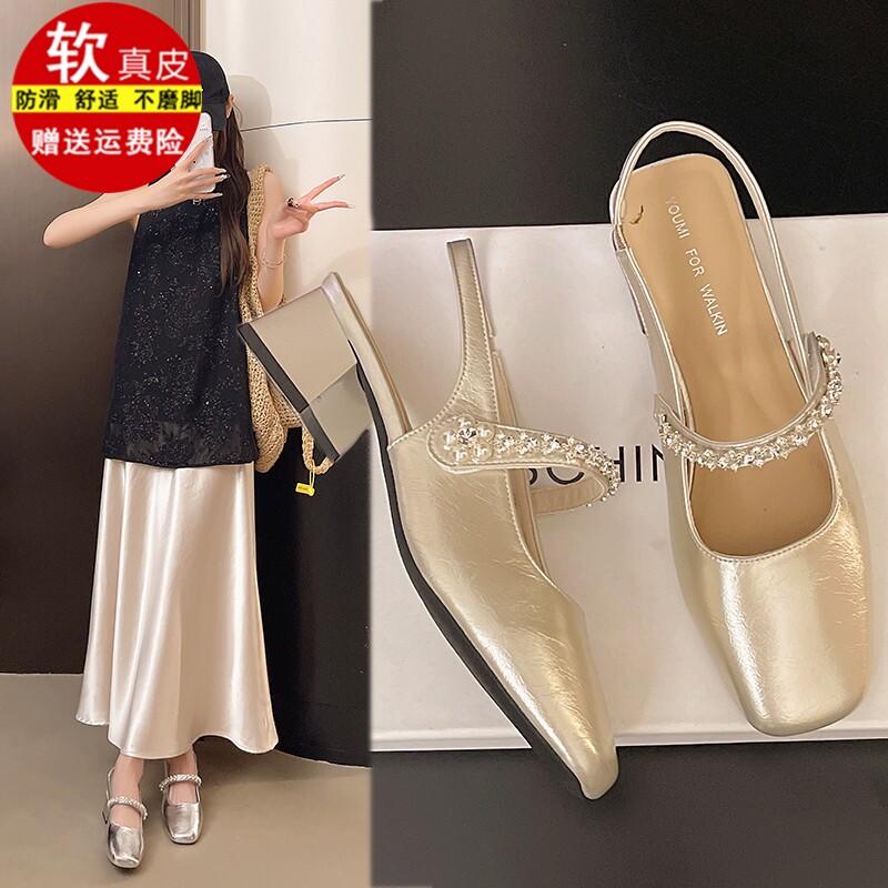 品牌真皮高跟鞋包头凉鞋女款2026新款夏季仙女风配裙子玛丽珍单鞋