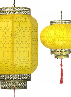 黄色2号铁丝网灯笼古典中式仿古饭店火锅店麻辣烫烧烤店装饰吊灯