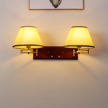 双头大红实木床头卧室壁灯宾馆酒店工程中间床墙LED 调光书房摇臂