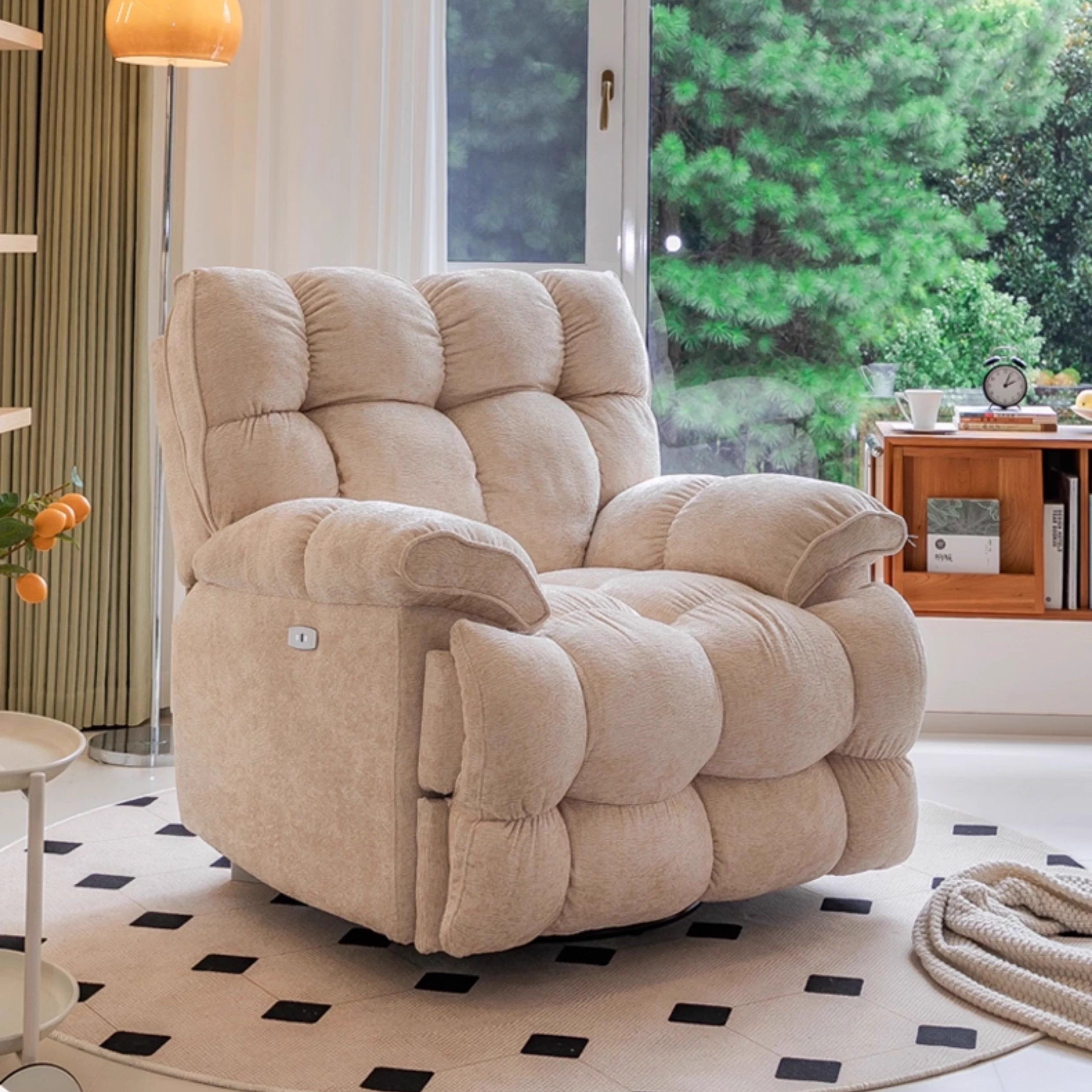 云朵奶油风多功能懒人单人沙发