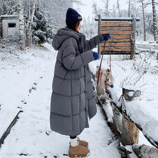 独特超好看灰色长款亮世秋中戏羽绒服女冬2025新款90白鸭绒厚外套