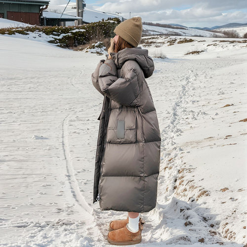 超长款过膝脚踝灰色羽绒服女冬季2025新款加厚东北大被子保暖外套