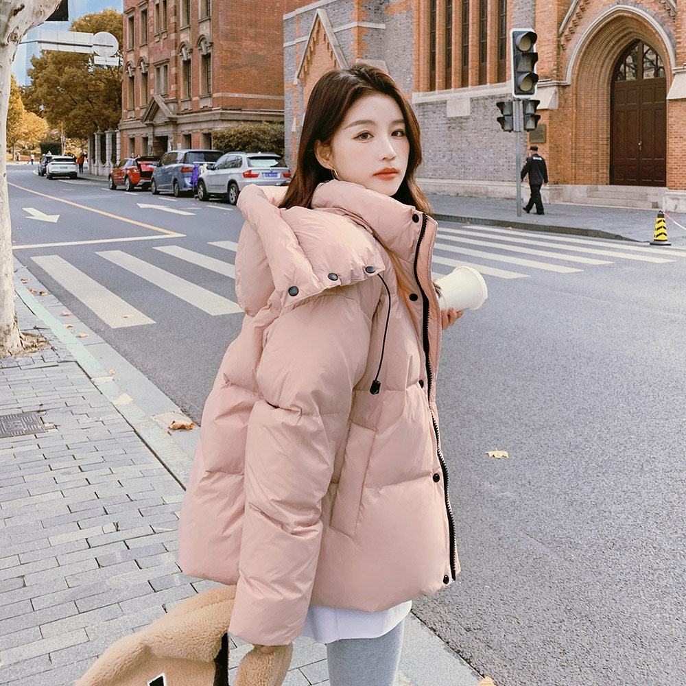连帽粉色短款羽绒服女小个子2024冬季新款韩版宽松加厚面包服外套,女装/女士精品,羽绒服,淘宝优惠券,粉丝福利购,淘宝优惠卷