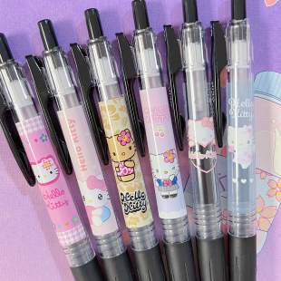 现货日本斑马zebra新款hellokitty限定黑皮学院风千鸟格kt中性笔