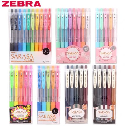 日本ZEBRA斑马JJ15中性笔套装SARASA按动彩色水笔学生用笔记手帐