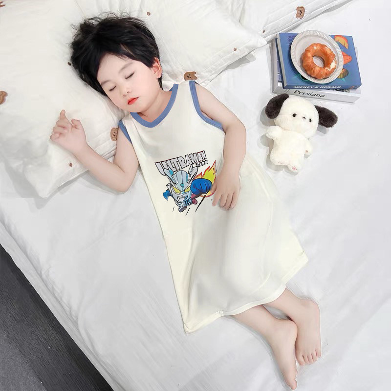 男童睡裙莫代尔连体儿童睡袍男孩家居裙背心儿童割包皮防踢被睡衣
