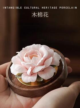 七夕香薰手捏陶瓷茉莉花创意家用办公室内增香摆件香氛扩香气礼盒