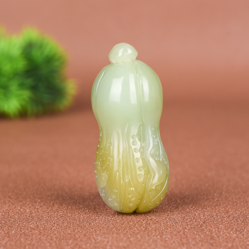 天然玉石玉白菜吊坠新疆和田玉白菜挂件糖料原石百财来玉吊坠