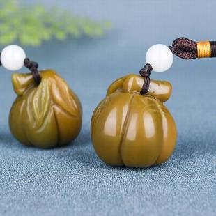 和田玉糖玉原石雕刻南瓜手把件天然玉石玉福瓜把玩件手把件玉器