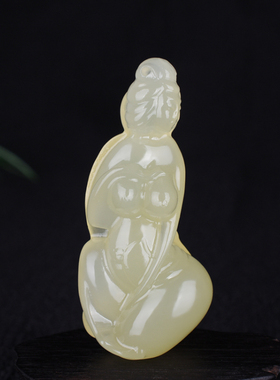 天然新疆和田玉玉贵人手把件