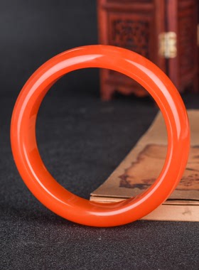 天然新疆和田玉红玉手镯女款