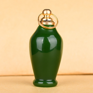 天然新疆和田玉碧玉鼻烟壶吊坠挂件平平安安玉瓶项链平安玉坠