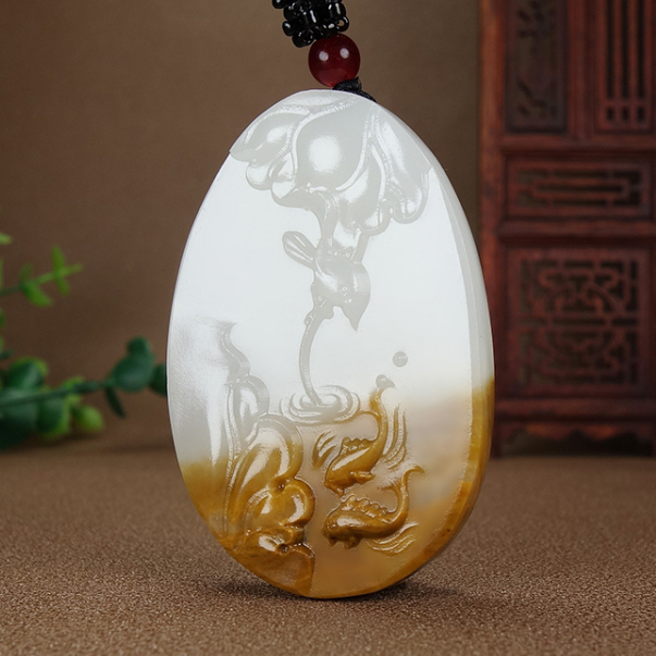 金鱼项链平安牌新疆和田玉籽料