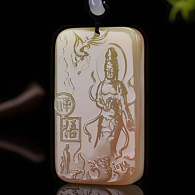 天然新疆和田玉悟禅观音吊坠