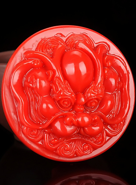 天然新疆和田玉红玉龙头皮带扣男款霸气生肖龙本命年护身腰扣把件