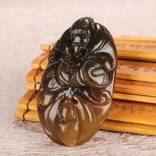 新疆和田玉糖料玉蝙蝠挂件吊坠福在眼前玉挂件项链坠吊坠福寿如意