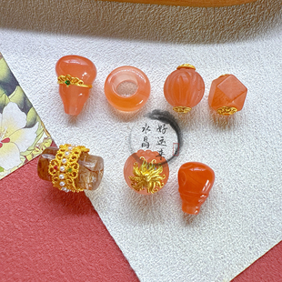 天然南红玛瑙葫芦跑环三通莲花九尾狐多宝隔发晶桶珠diy手链配件
