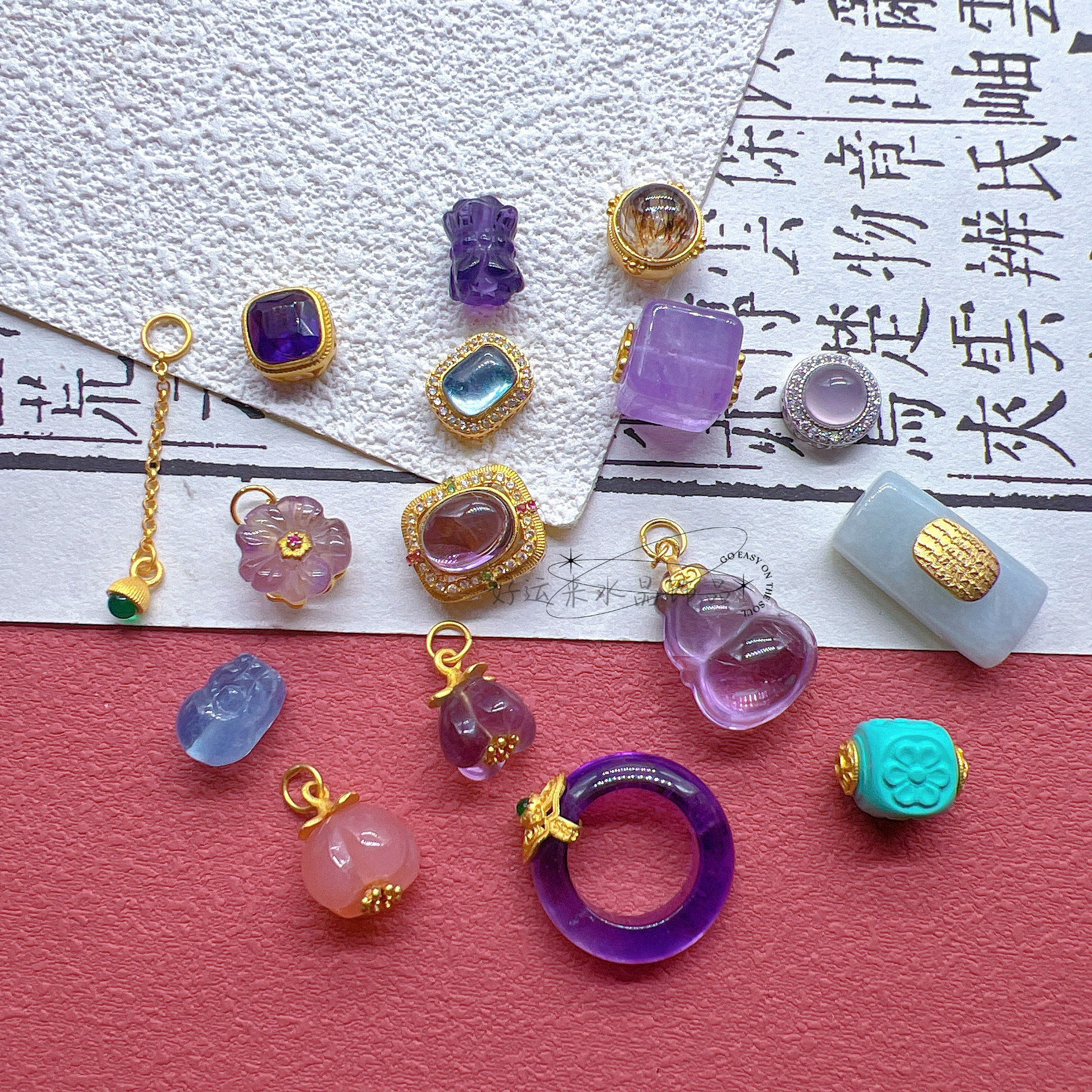 S925古法纯银五条经镶嵌翡翠发紫水晶葫芦方糖桂花海蓝宝貔貅配件,饰品/流行首饰/时尚饰品新,银饰配件,淘宝优惠券,粉丝福利购,淘宝优惠卷