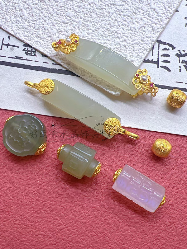 S925纯银扎基拉姆和田玉牡丹花手牌蓝月光石回纹桶珠diy手链配件,饰品/流行首饰/时尚饰品新,银饰配件,淘宝优惠券,粉丝福利购,淘宝优惠卷