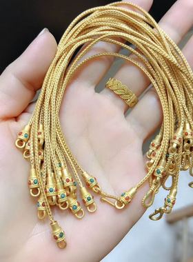 925银古法银手链万能串珠手链镶嵌天然绿松南红长度18.19.20cm