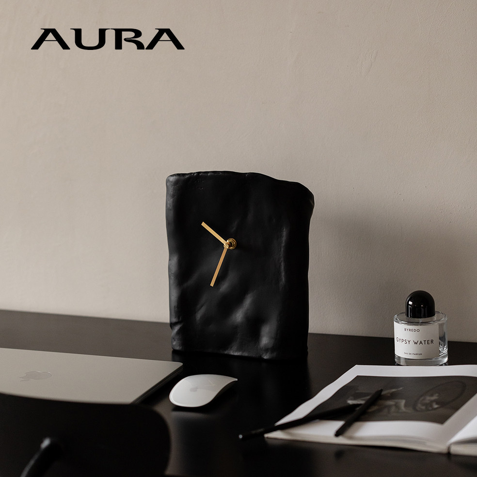 AURA中古皱褶时钟台钟原创小众艺术简约北欧侘寂风复古装饰钟表,家居饰品,台钟/闹钟,淘宝优惠券,粉丝福利购,淘宝优惠卷