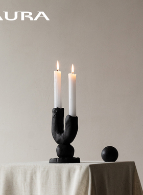 AURA北欧中古烛台家居装饰创意几何侘寂风摆件小众艺术原创蜡烛座