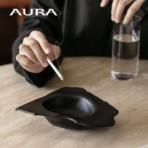 AURA北欧简约侘寂风烟灰缸小众设计原创装饰摆件复古破碎创意艺术